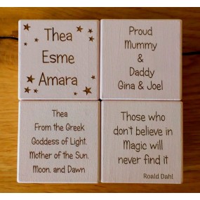 Baby Blocks - Wooden Cubes Personalised for new baby, christening gift, baby name, date of birth, weight and any other wording