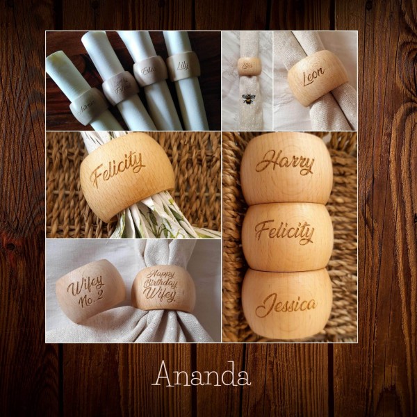 Napkin Rings engraved with names