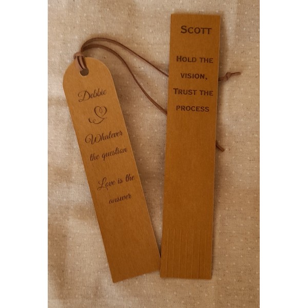 Faux Leather bookmarks personalised in your own ideas