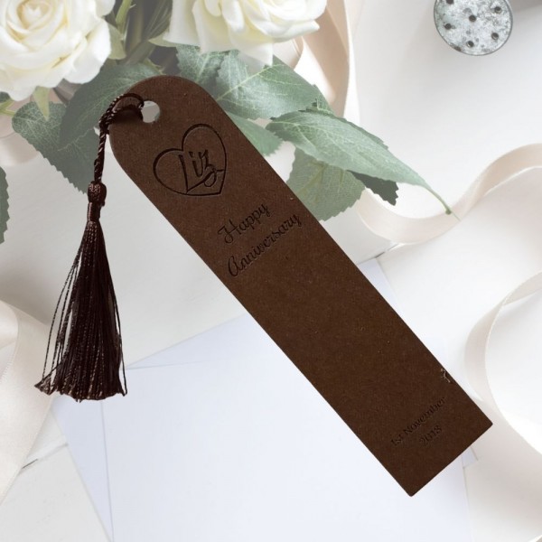 Faux Leather bookmarks personalised for 3rd Anniversary gift