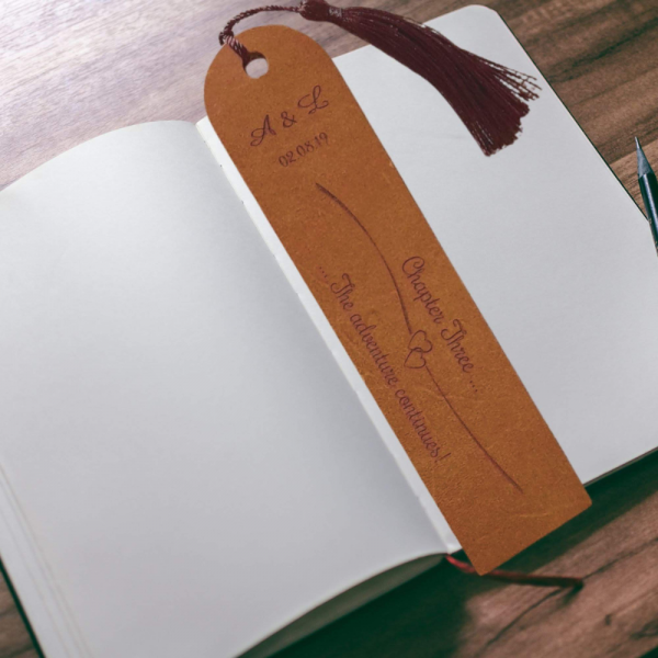 Chapter Three and I love where this story is going- Faux leather Personalised Bookmark