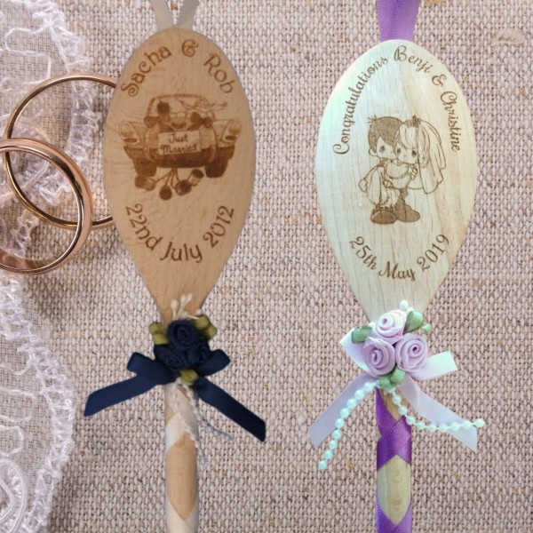 Engraved and Decorated Wedding Spoon - Personalised
