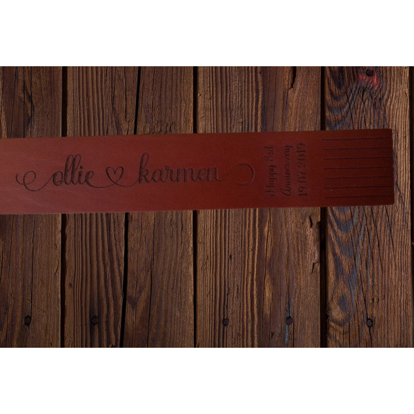 3rd Anniversary gift - Leather Bookmark with Heart Writing
