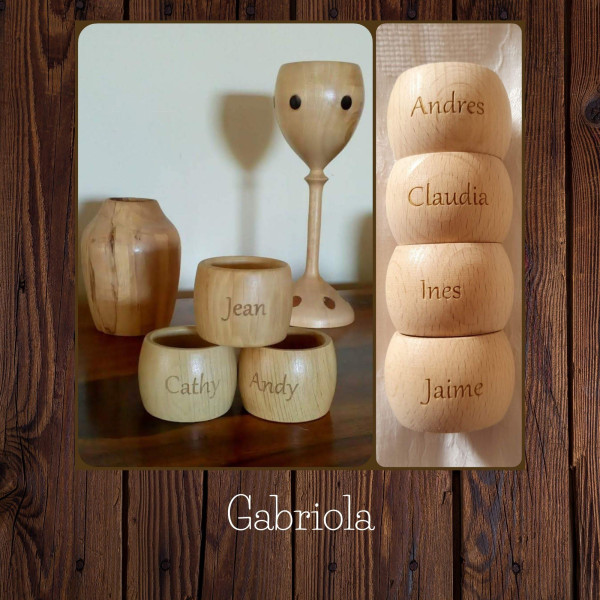 Wooden Napkin Rings engraved with names or short phrases