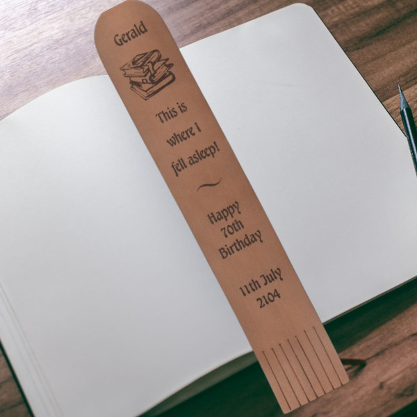 Leather bookmarks personalised with books sayings or your own wording