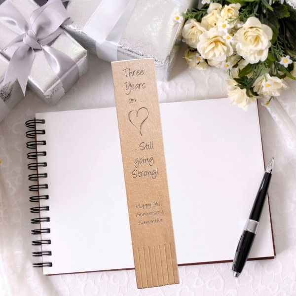 Faux Leather bookmarks personalised for 3rd Anniversary gift