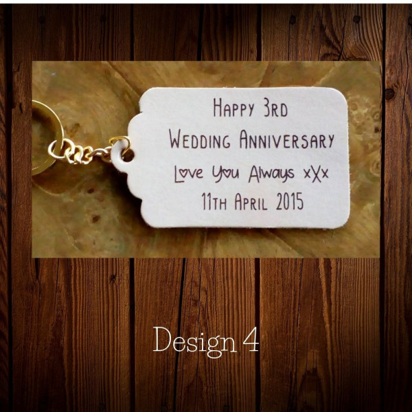 Personalised leather tags or keyrings for a 3rd Leather Anniversary gift in our Set designs