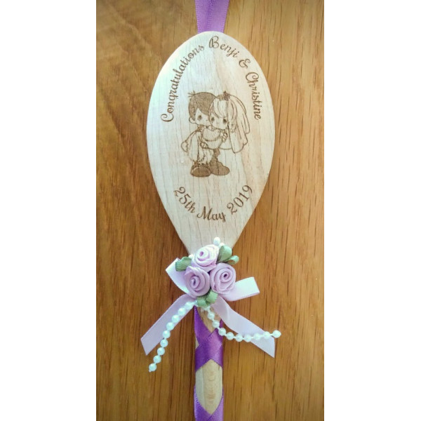 Engraved and Decorated Wedding Spoon - Personalised