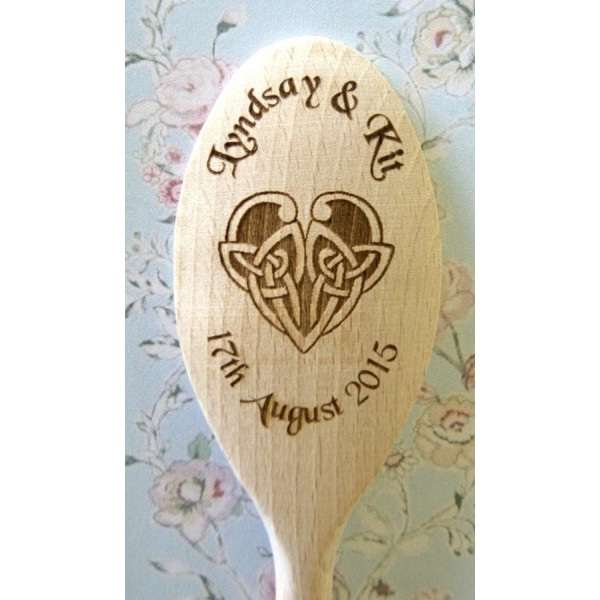 Engraved and Decorated Wedding Spoon - Personalised