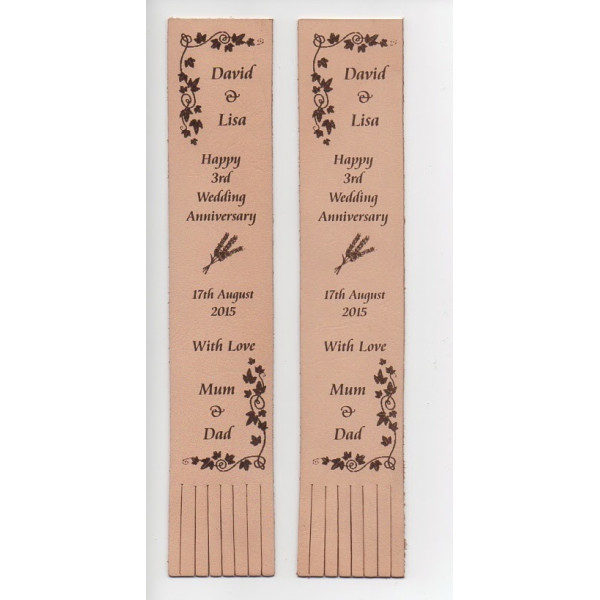 3rd Anniversary Gift - Leather Bookmark in your own ideas