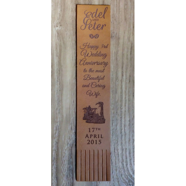 3rd Anniversary Gift - Leather Bookmark in your own ideas