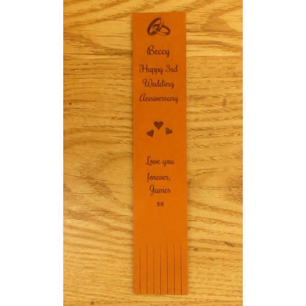 Personalised Leather Bookmarks  for 3rd Anniversary in our set designs