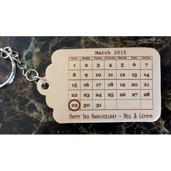 Personalised Leather Keyring or Tag - Calendar Design