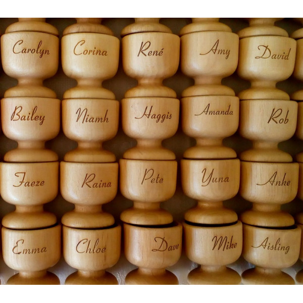 Personalised wooden egg cups - Wedding Favours