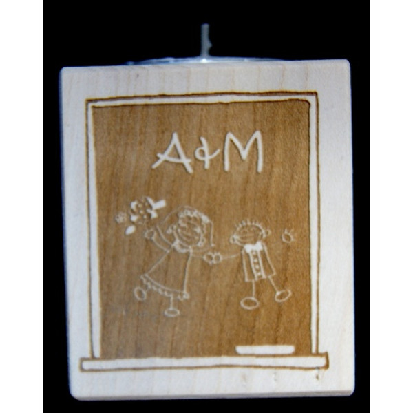 Tealight Holder personalised for a Wedding or Anniversary Gift - Solid wood