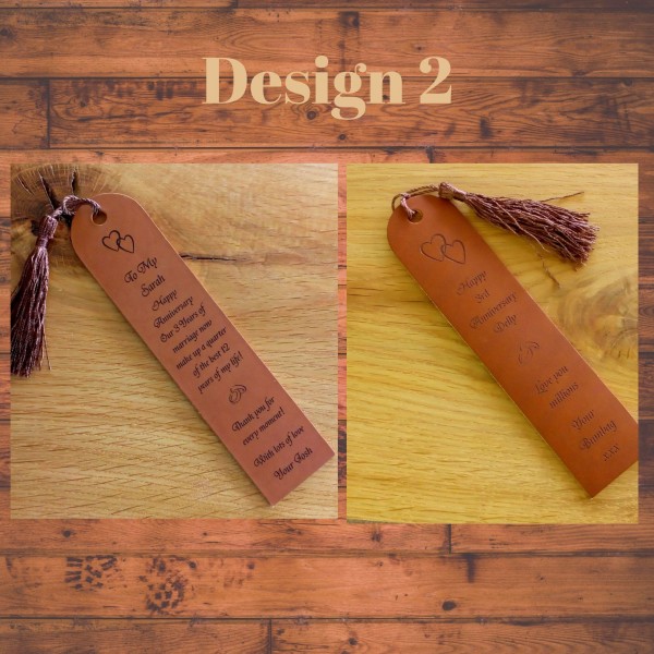 3rd Anniversary Gift - Engraved leather bookmarks