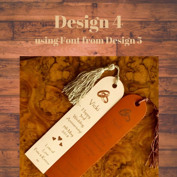 3rd Anniversary Gift - Personalised leather bookmarks in various designs