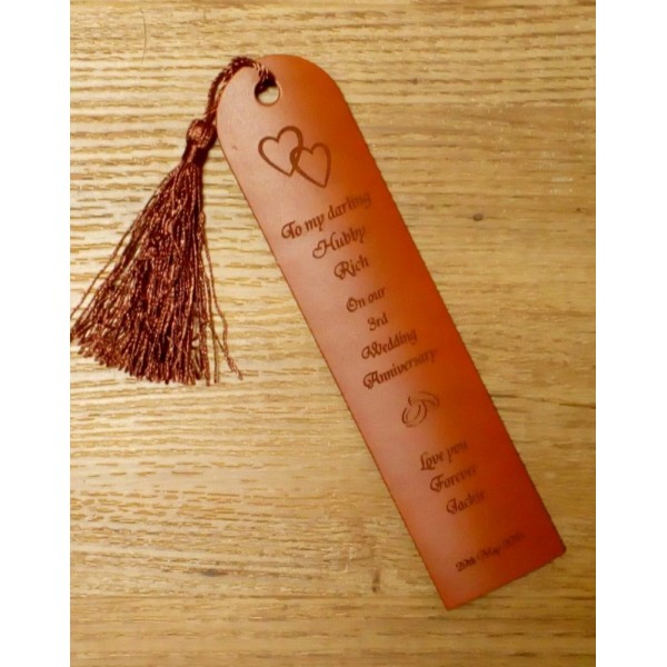 3rd Anniversary Gift - Leather Bookmark in your own ideas