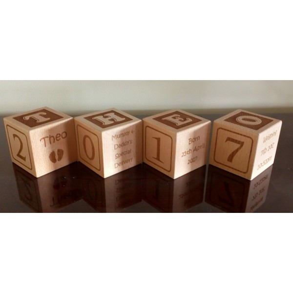 Baby Blocks - Wooden Cubes Personalised in your own ideas