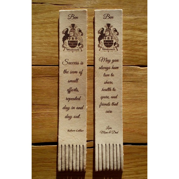 Leather Bookmark with fringe - Personalised for any occasion