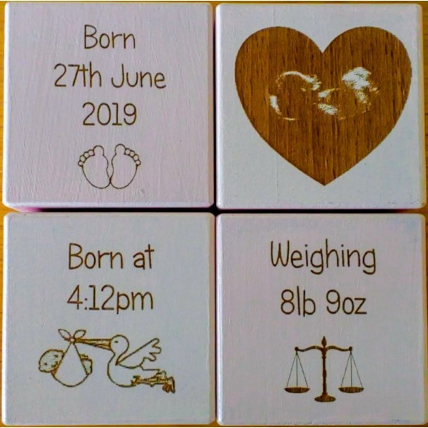 Personalised Engraved Coloured Baby Blocks