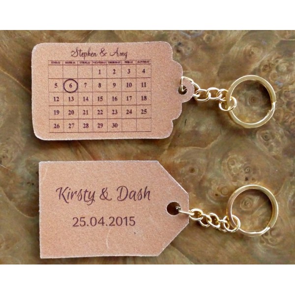 Personalised Leather Keyring or Tag - Calendar Design