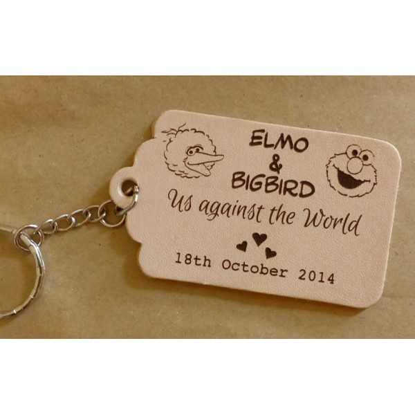 Personalised leather Key fobs, Tags or Keyrings - Scalloped edge