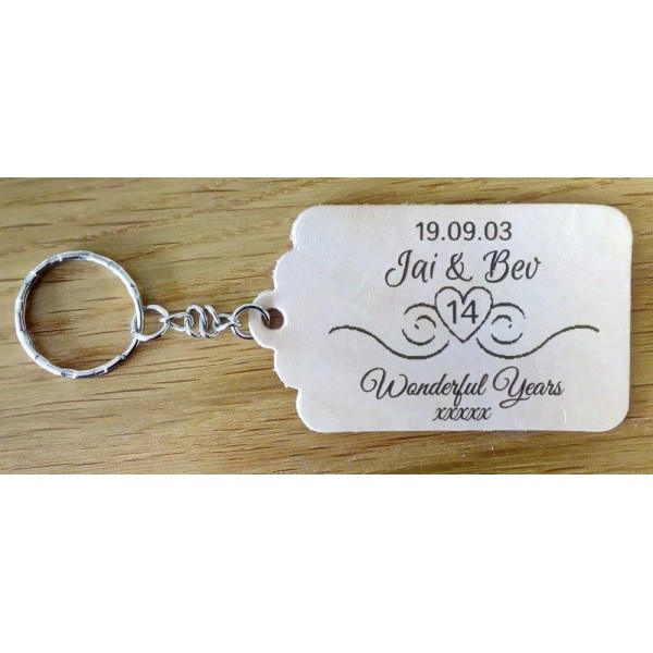 Personalised leather Key fobs, Tags or Keyrings - Scalloped edge