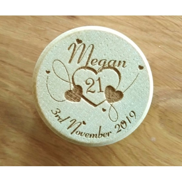 Wooden Ring Box personalised for 18th or 21st Birthday
