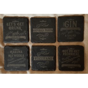 Square Slate Coasters - Personalised in a Vintage Retro design with any wording you like